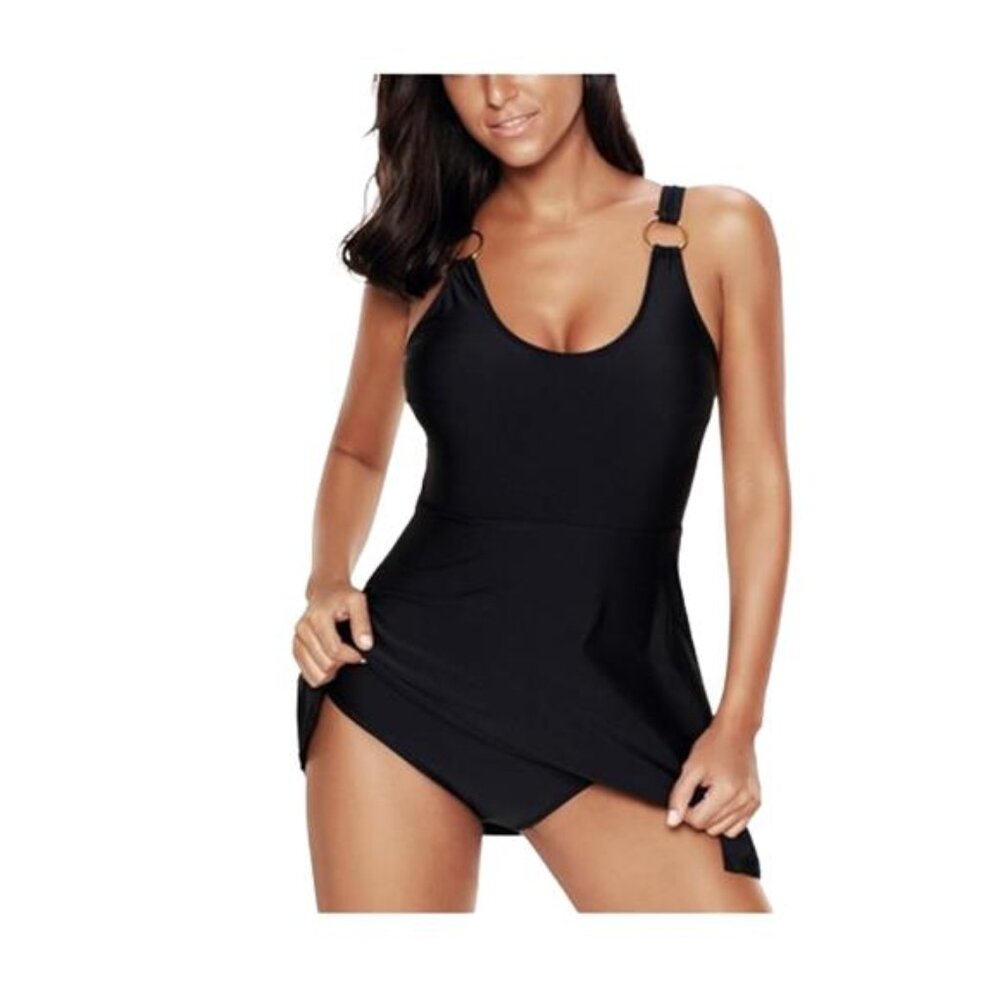 NEW One Piece Swimdress Long Torso Tummy Control Bathing Suit Women's L